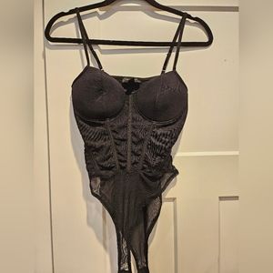 Black Bodysuit Corset Top